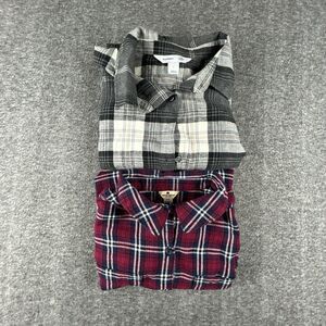 Lot of 2 Flannel Shirts Women’s Sz L Plaid Woolrich Old Navy Long Sleeve Cotton